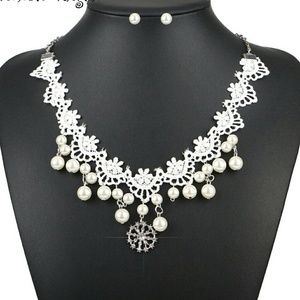 Lace and pearl necklace